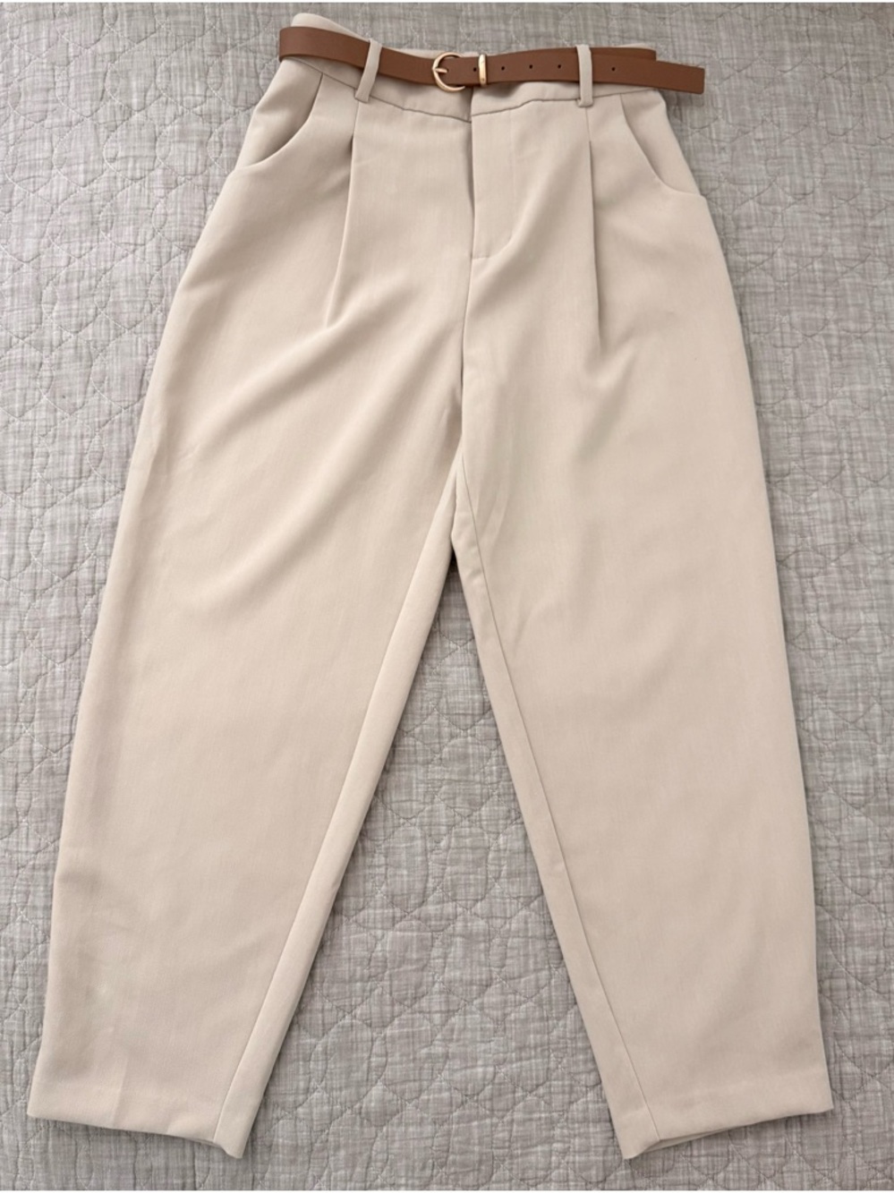 Zara Beige High-Waist Trousers
